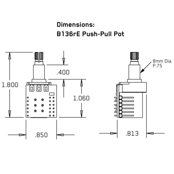 Potenciômetro EMG - 25K (Push/Pull) - (Haste Estriada) - Imagem 5