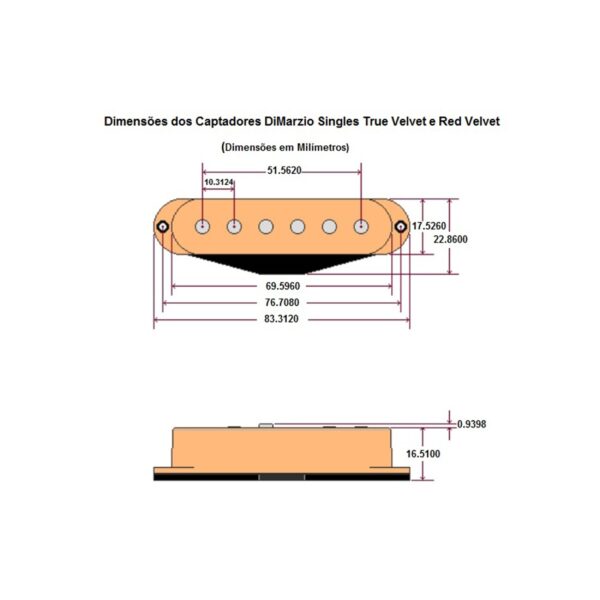 Captador DiMarzio - True Velvet Neck (white) - DP175W - Imagem 2